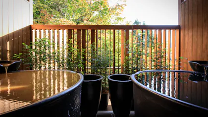 金泉と銀泉、2つの露天風呂付き貴賓室でくつろぐ有馬の夜